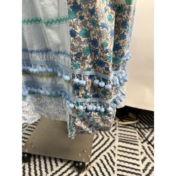 Handmade Vintage Patchwork Wrap Skirt  OS Blues   Cotton Blend - Picture 3 of 16